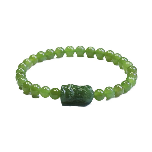Qingshui Hetian Jade Zakiram Charm Bracelet