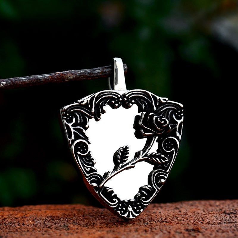 Cross-Border Wholesale Titanium Steel Magic Mirror Rose Pendant for Men by Planderful