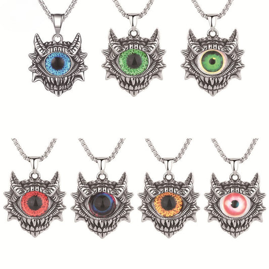 Steel Necklace - Vintage Turkish Eye Design