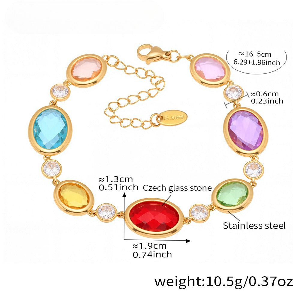 Planderful Dopamine Oval Czech Glass Bracelet For Women