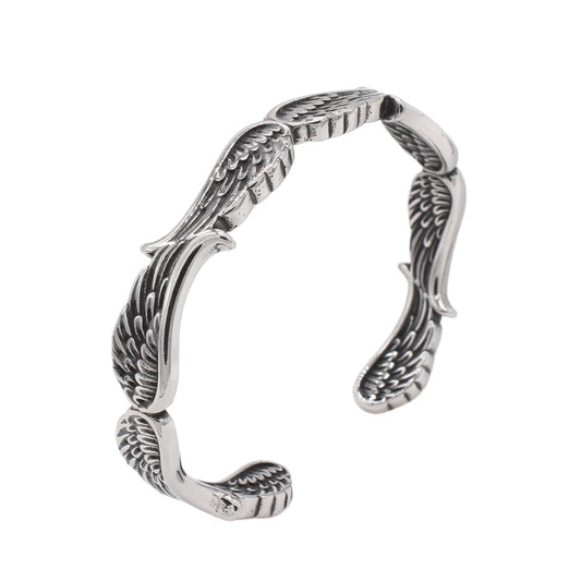Planderful Everyday Genie – Retro Angel Wings Titanium Steel Bracelet