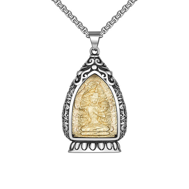 Steel Necklace – Vintage Men’s Natal Amulet With Eight Patron Saints Of The Zodiac