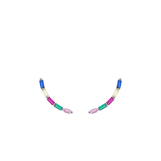 S925 Silver Rainbow Crystal Long Women's Earrings, European and American Internet Celebrities, Commuting, and Crowd Design Jewelry