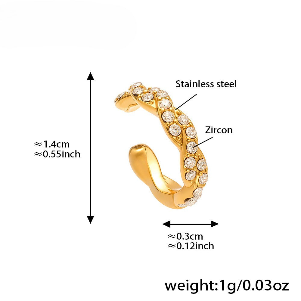 Planderful Women Zircon Ear Bone Clip Earrings 18K Gold