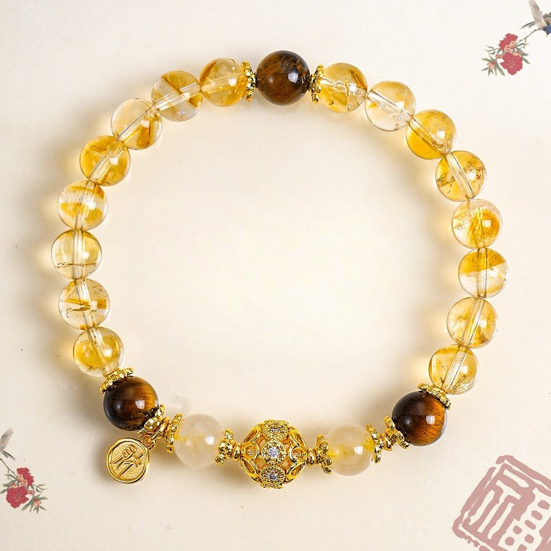 8 mm Tiger Eye & Citrine Bracelet