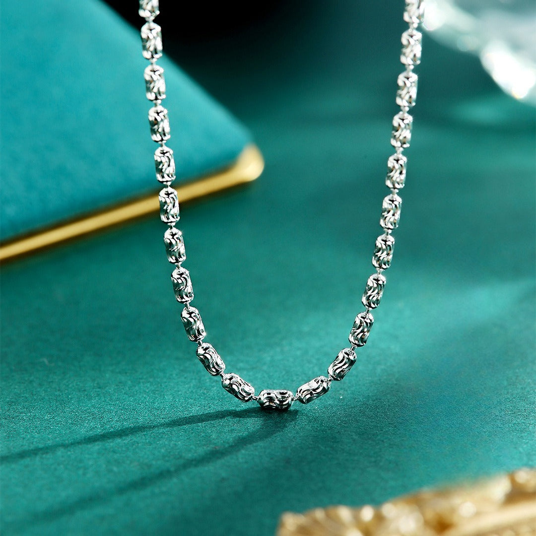 S925 Sterling Silver Laser Bead Necklace