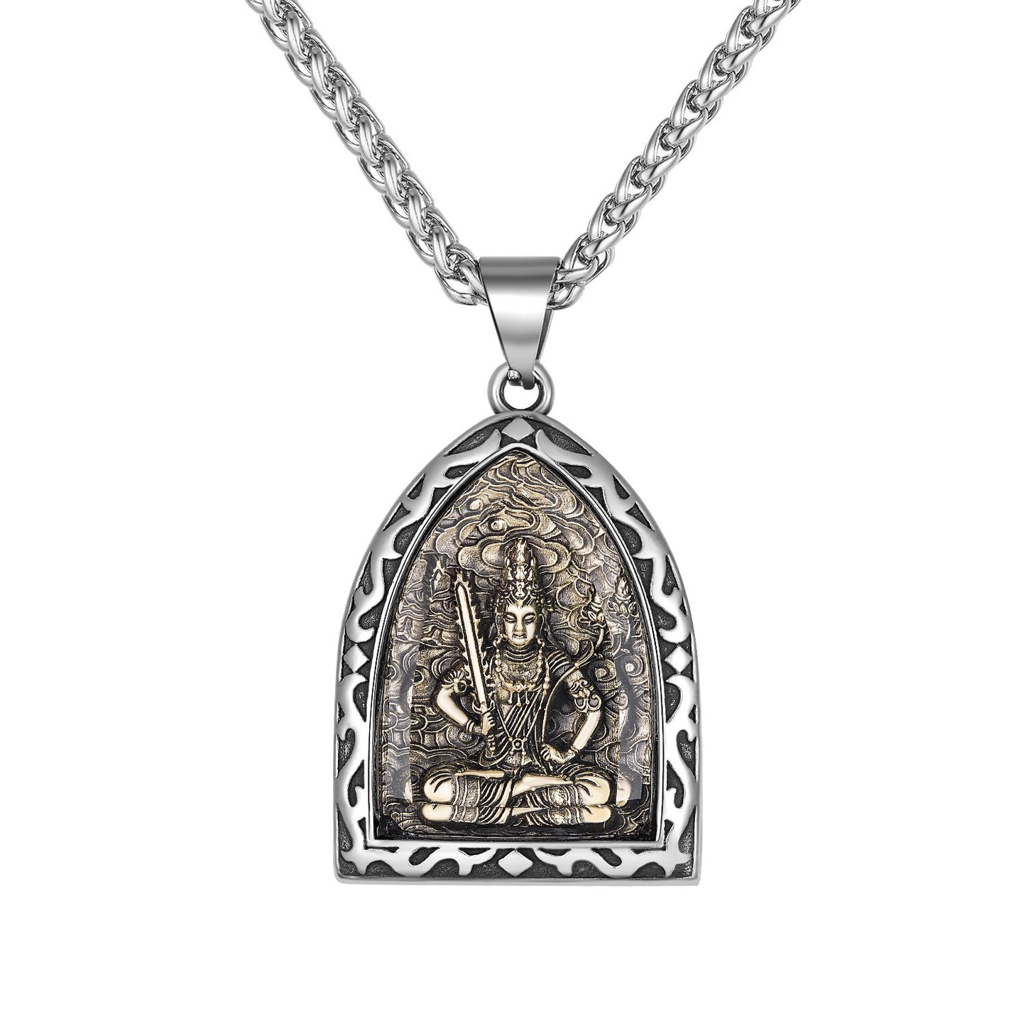Steel Necklace – Elegant Zodiac Buddha Pendant
