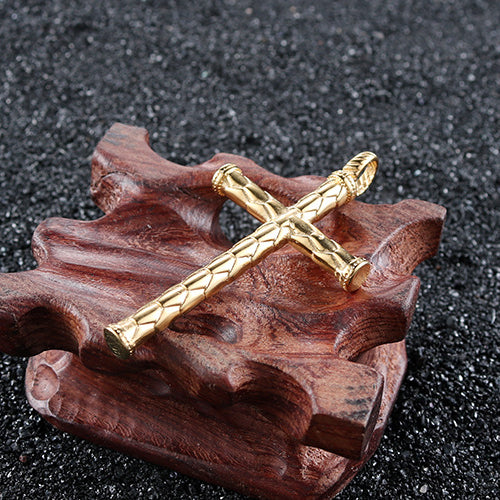 Retro Punk Men's Golden Book Cross Pendant - Stainless Steel Jewelry for Modern Fashion