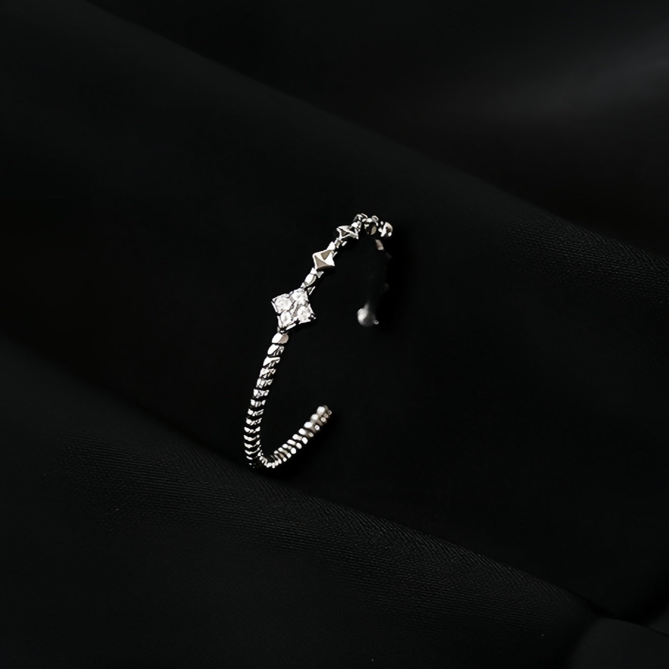 Planderful Sterling Silver Four Leaf Flower Ring For Women Adjustable Open Index Finger Ring Light Luxury Gift