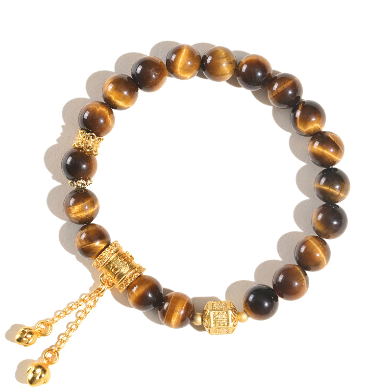 Planderful Fortune's Favor Bracelet – Elegant 8Mm Gold Tiger Eye Beads