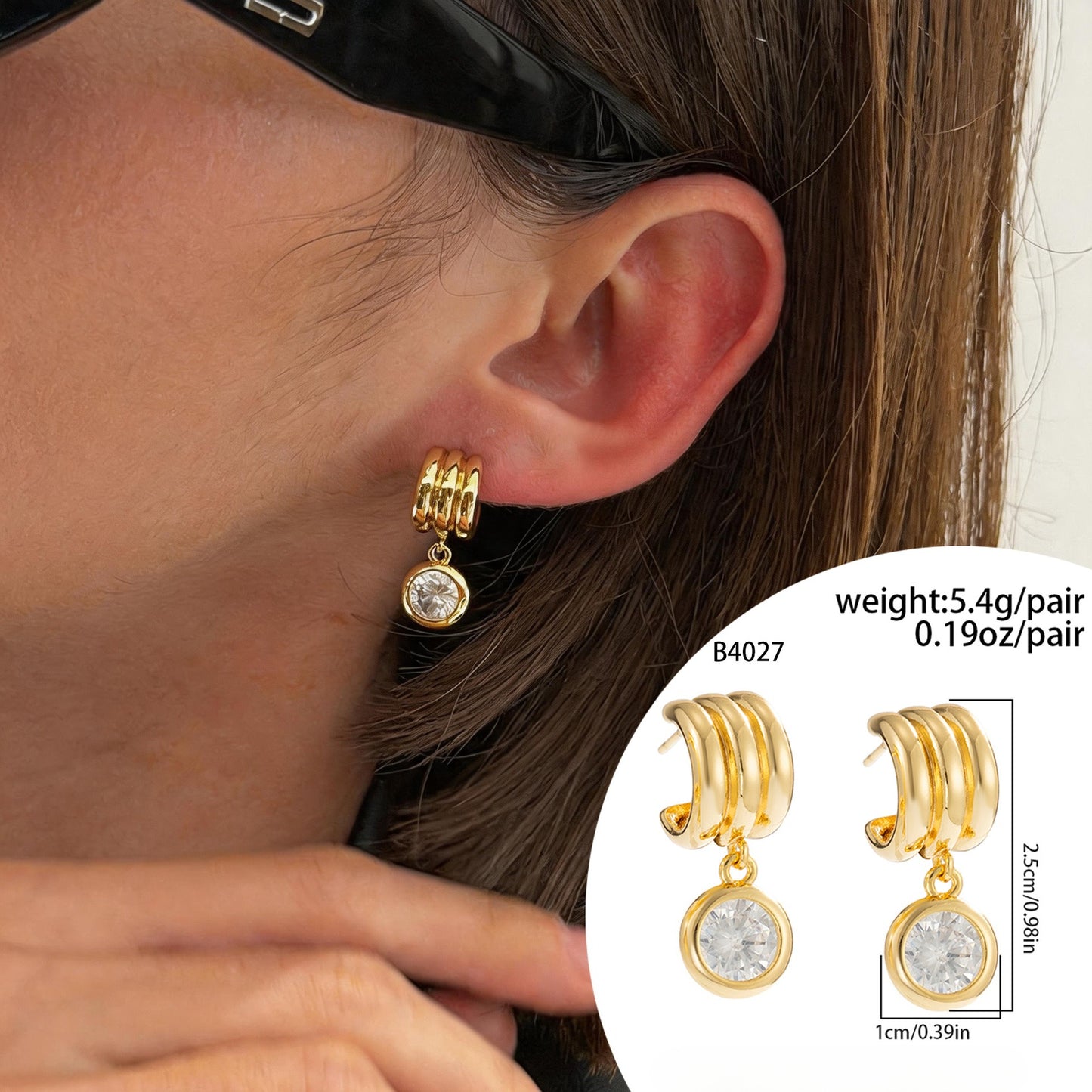 Planderful Vienna Verve Stainless Steel Zircon Ear Clip Cuff Earrings for Trendy Women Statement