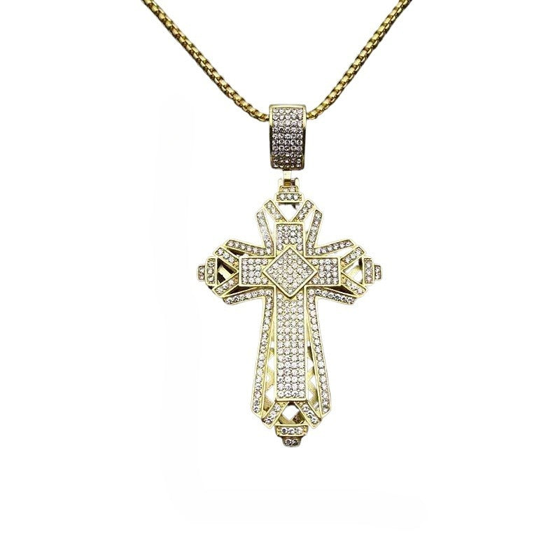 Steel Necklace - Statement Cross Pendant
