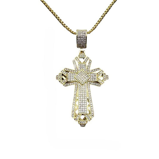 Steel Necklace - Statement Cross Pendant
