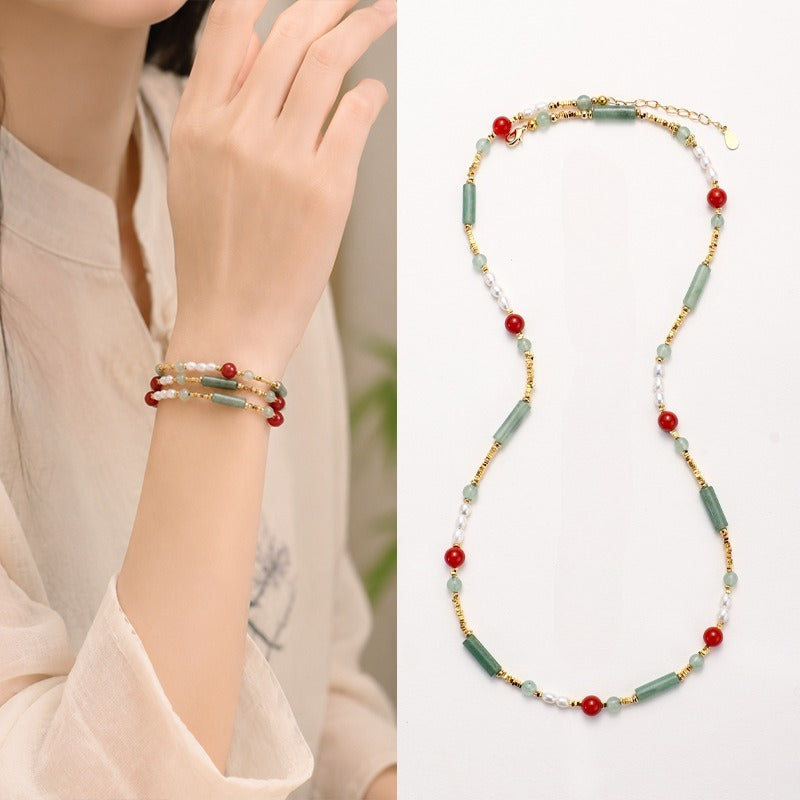 Freshwater Pearl & Aventurine Multi-Wrap Bracelet