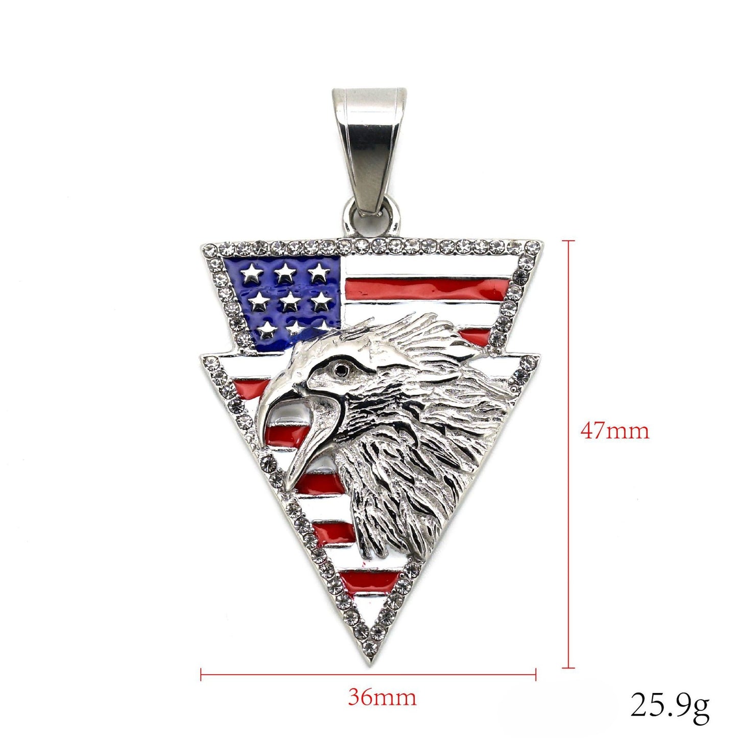 Planderful Eagle Head Pendant Stainless Steel Triangle Badge For Unisex Hip Hop Fashion Bold Statement Necklace
