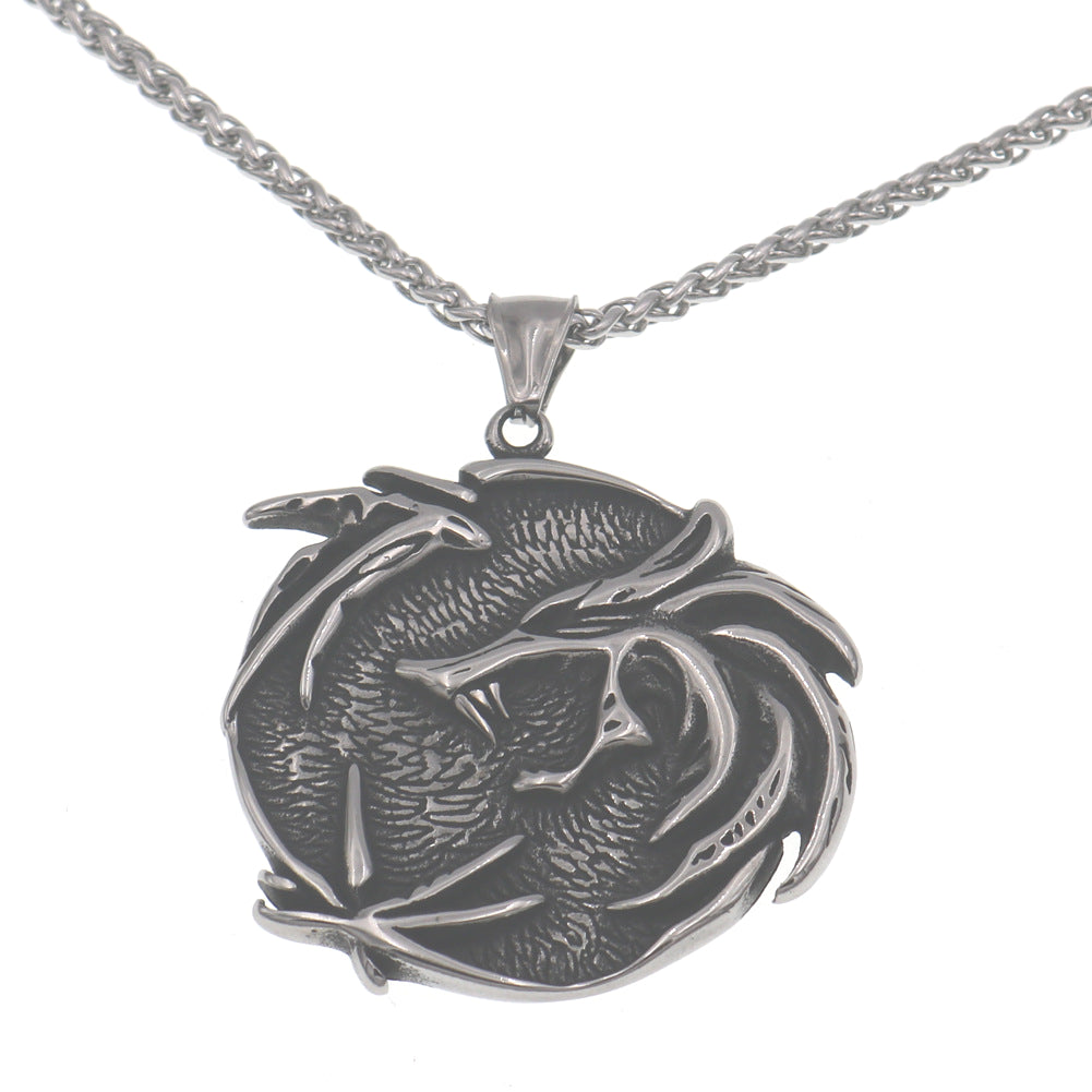 Viking Legend Wolf Hunter Titanium Steel Necklace - European & American Stainless Steel Pendant