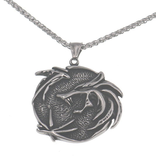 Viking Legend Wolf Hunter Titanium Steel Necklace - European & American Stainless Steel Pendant