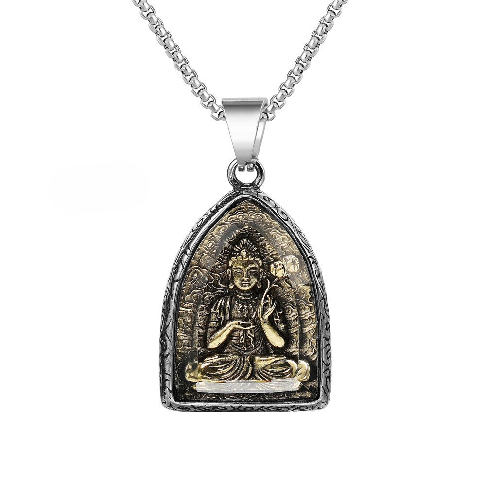 Planderful Buddhist Pendant Eight Patrons Of The Zodiac Guanyin Tathagata Unisex Protection Necklace