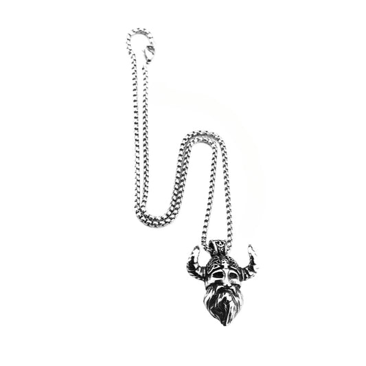 Nordic Vintage Stainless Steel Men's Viking Warrior Pendant Necklace