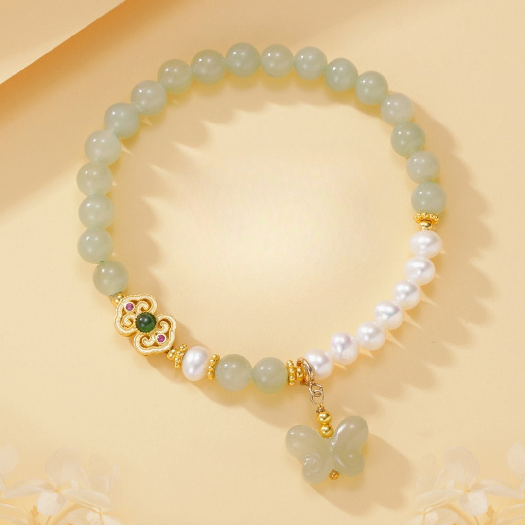 Butterfly Hetian 925 Sterling Silver Women's Bracelet