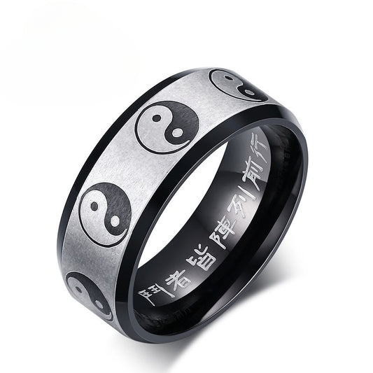 Chinese Style Jewelry Bagua Ring for Men Stainless Steel
