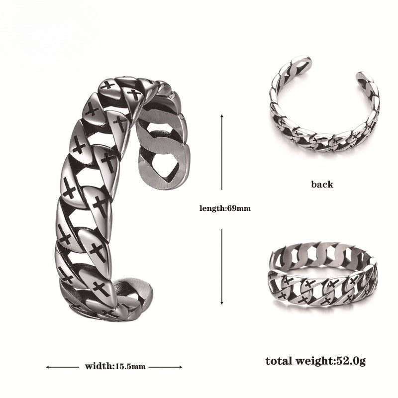 Steel Bracelet – Vintage Men’s Cross Design