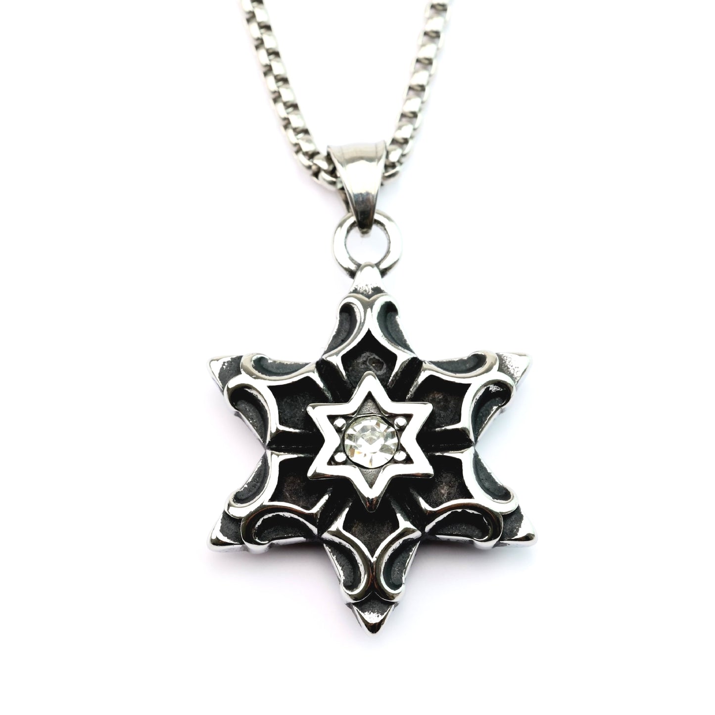 Planderful Hexagram Zircon Pendant For Men Stainless Steel Retro European And American Style