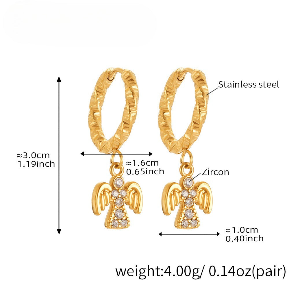 Planderful Zircon Angel Pendant Earrings For Women