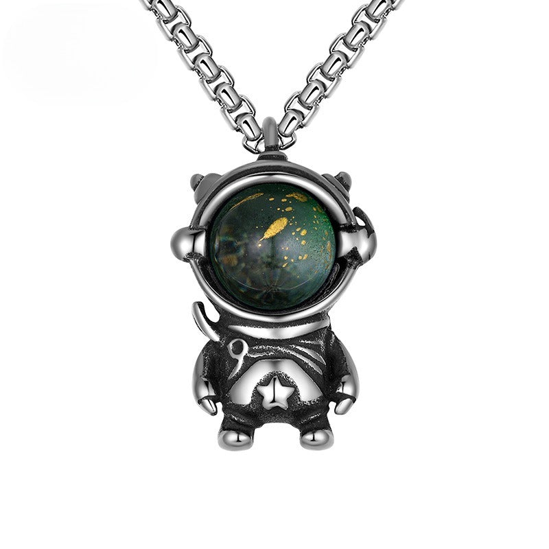 Steel Necklace - Elegant Space Astronaut Pendant