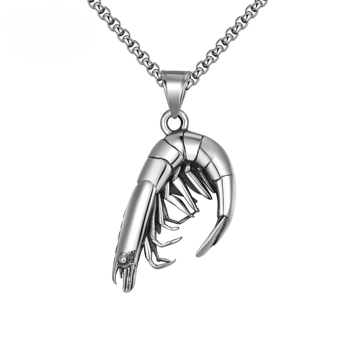 Stainless Steel Necklace – Vintage Men's Shrimp Pendant
