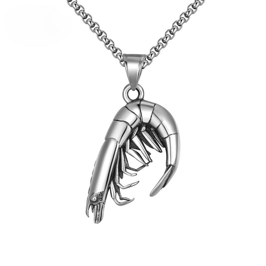 Stainless Steel Necklace – Vintage Men's Shrimp Pendant