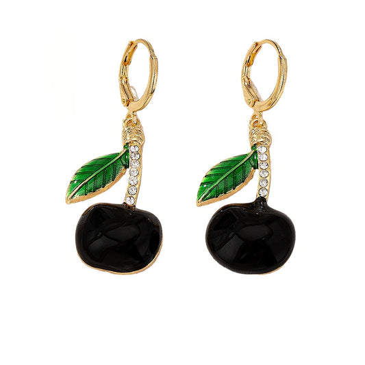 Planderful Vienna Verve Earrings – Fashionable Metallic Cherry Diamond-Encrusted Design