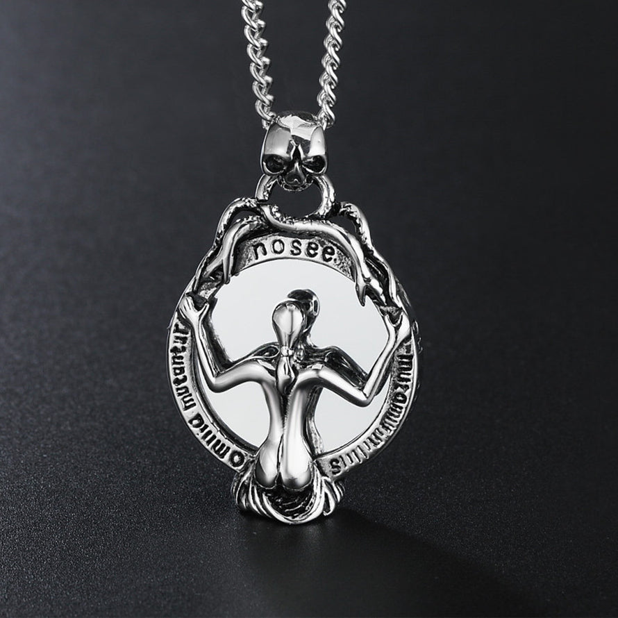 Halloween Shadow Mirror Skeleton Titanium Steel Necklace for Men
