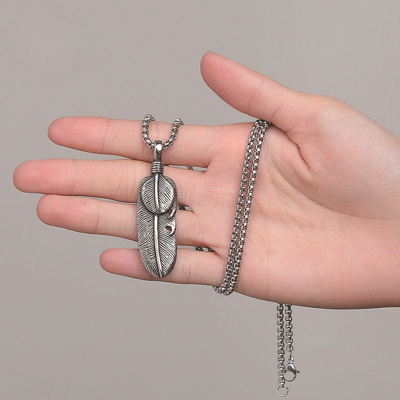 Steel Necklace - Statement Hip Hop Claw Feather Chain For Men Goro Takahashi Style Planderful