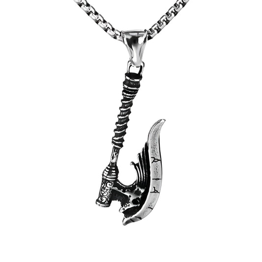 Planderful Viking Rune Pendant Durable Titanium Steel For Men Premium Norse Legacy Axe Style Necklace