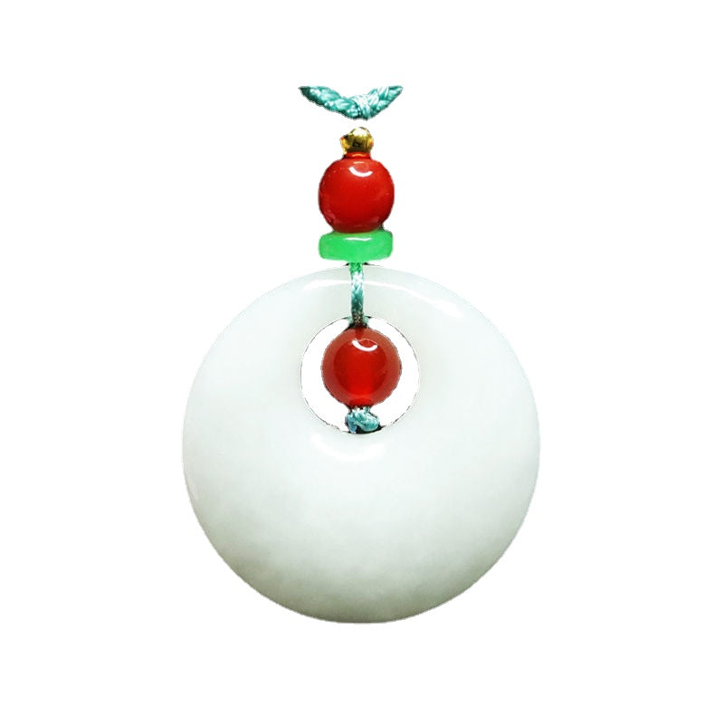 Peaceful Fortune Hetian Jade and Red Agate Princess Clasp Necklace