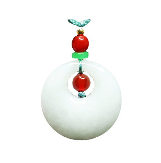 Peaceful Fortune Hetian Jade and Red Agate Princess Clasp Necklace