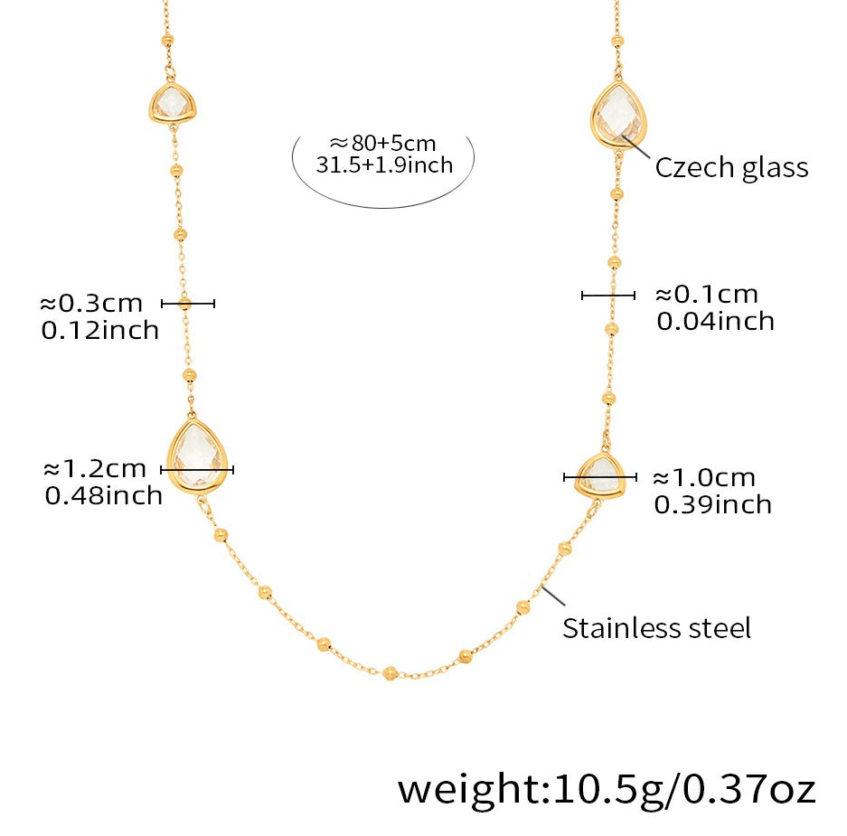 Planderful Water Drop Necklace Women Czech Glass Gold Plated