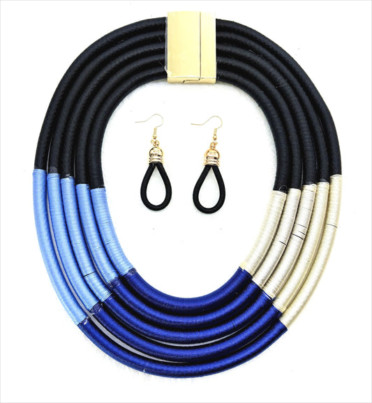 Planderful Savanna Rhythms Necklace and Earrings Set – Fashionable Multi-Layer Design