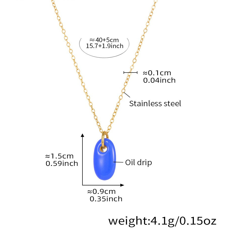 Planderful Oval Pendant Necklace 18K Gold Plated For Women