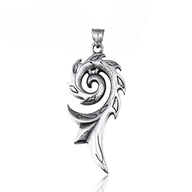 Stylish Titanium Steel Flame Pattern Pendant for Men - European and American Wholesale Jewelry