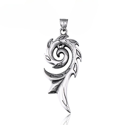 Stylish Titanium Steel Flame Pattern Pendant for Men - European and American Wholesale Jewelry