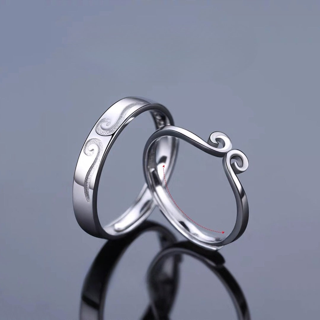 Sterling Silver Black Myth Wukong Couple Ring — Adjustable