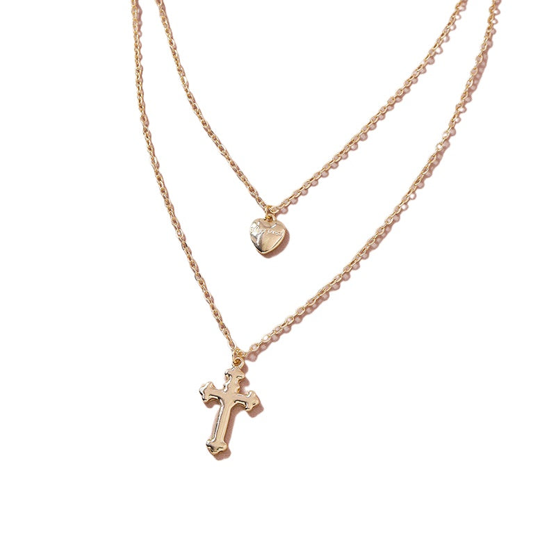Resort Chic Love Cross Pendant Necklace - European and American Style