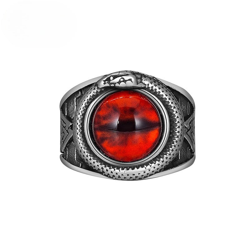 Steel Ring – Vintage Demon Eye Ring For Men, Punk Retro Style Jewelry Gift For Him