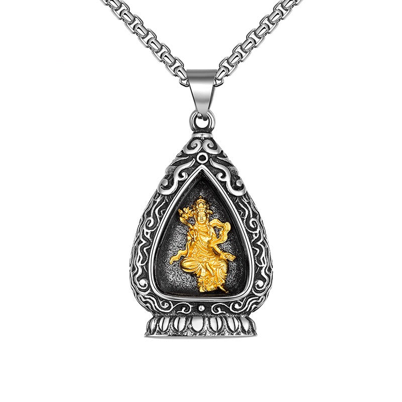 Steel Necklace - Elegant Buddhist Pendant Gift For Boyfriend