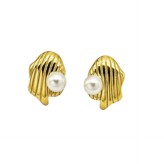 Planderful Gold Stainless Steel Earrings For Women Antique Retro Court Style Luxurious Statement Jewelry