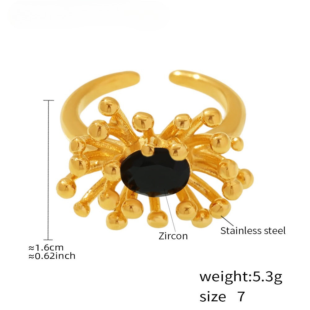 Planderful Stamen Zircon Opening Ring Stud Earrings For Her
