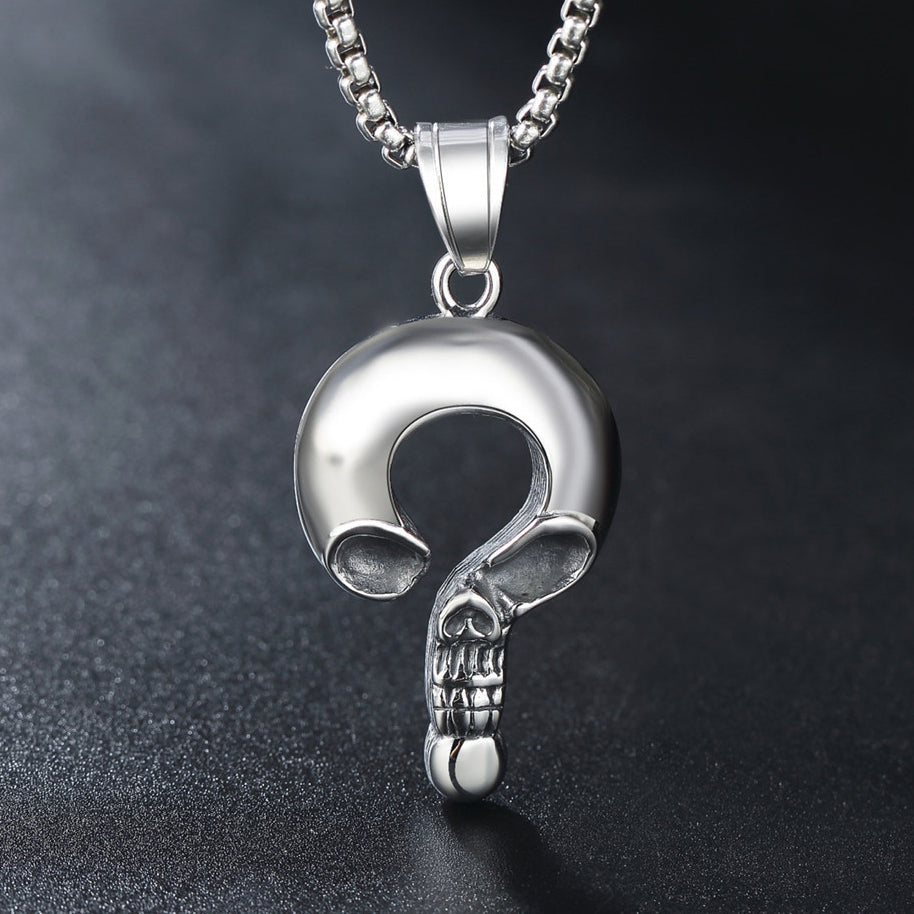 Halloween Skull Question Mark Titanium Steel Necklace for Men