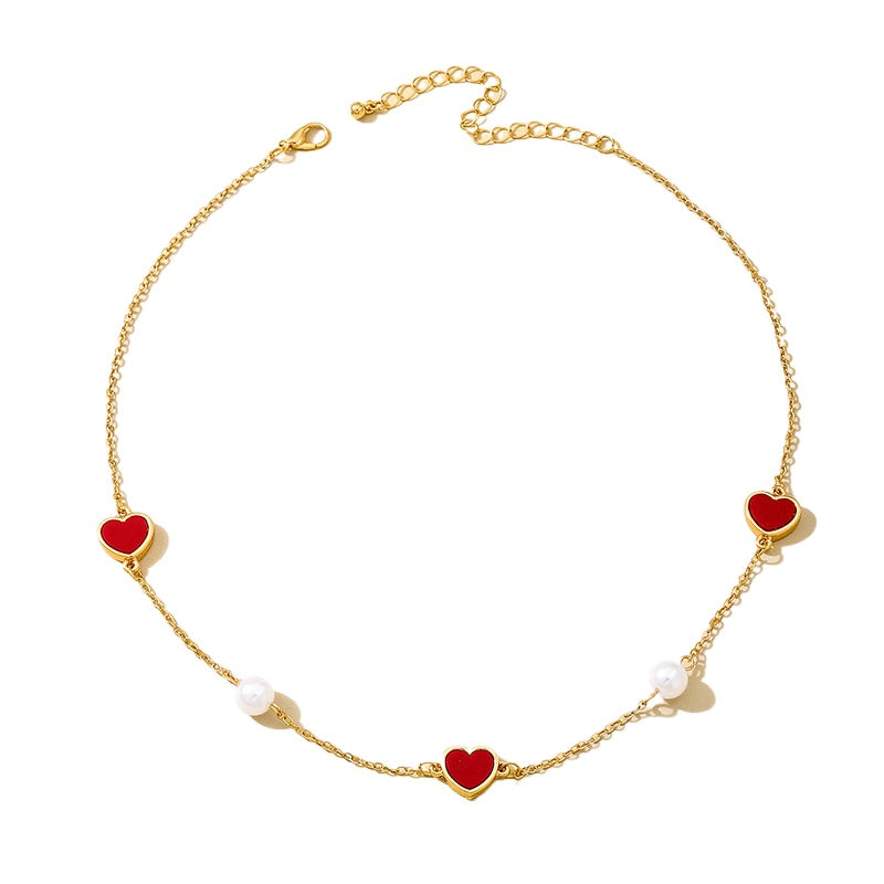 Planderful Vienna Verve Necklace – Elegant Metal Design with Red Love Pearls